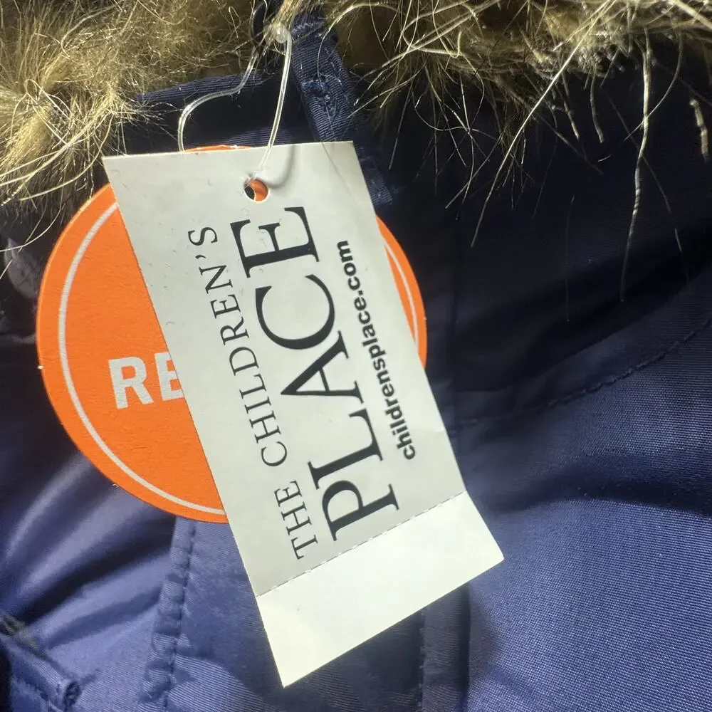 The Children's Place‎ Boys Sherpa Lined Hooded Parka Jacket Sz M Blue Brand New